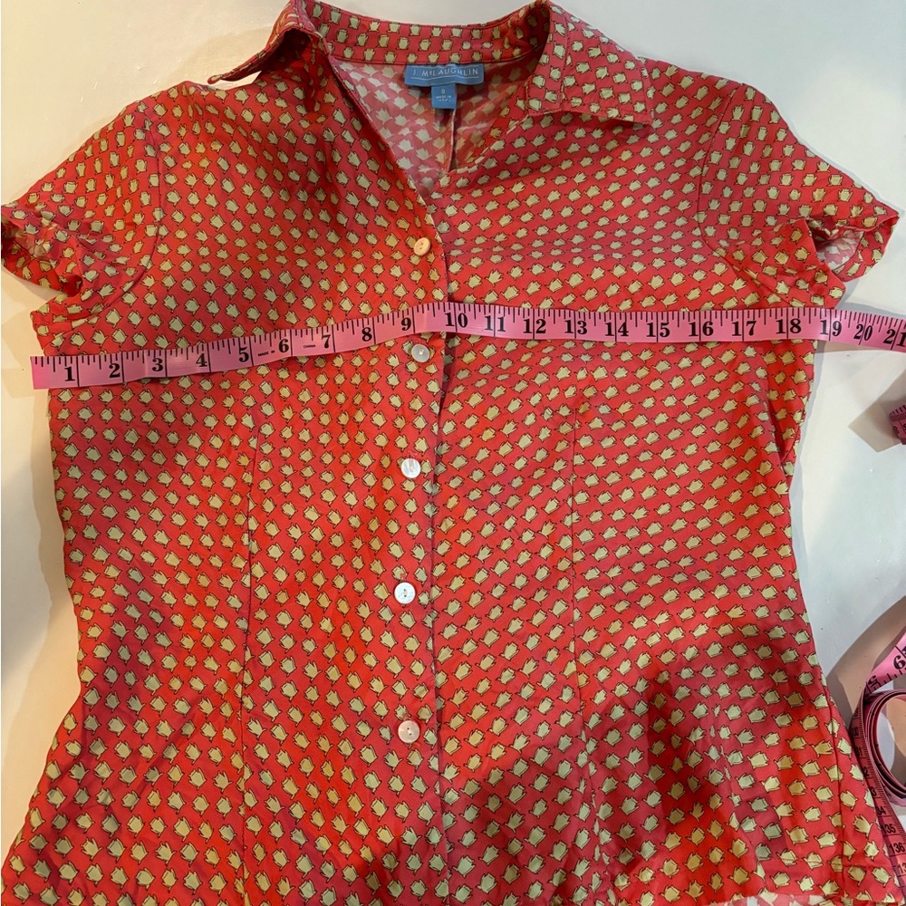 J. McLaughlin Red Polka Dot Blouse - Picture 7 of 8